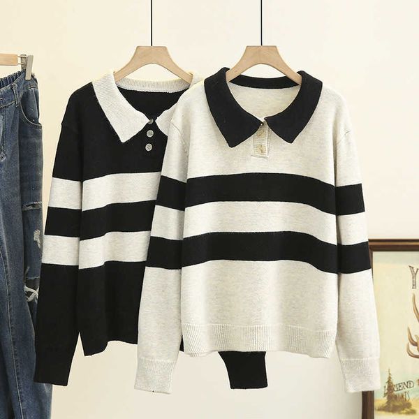 women's sweaters knits tees 4xl autumn plus size jumper woman clothing loose knitted pullover winter fashion contrast color stripe polo, White;black
women's sweaters knits tees 4xl autumn plus size jumper woman clothing loose knitted pullover winter fashion contrast color stripe polo, White;black