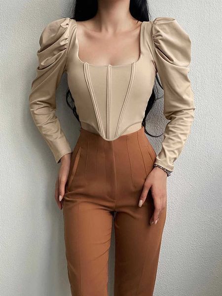 women's t-shirt square collar ruched women t-shirt solid puff sleeve fishbone cropped autumn vintage elegant black female tee shirts t, White
women's t-shirt square collar ruched women t-shirt solid puff sleeve fishbone cropped autumn vintage elegant black female tee shirts t, White