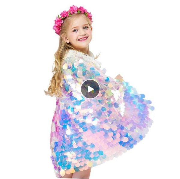 fashion glitter multicolor sequins shawl shiny girls cloak blingbling fairy princess cape christmas party halloween kids clothes, Blue;gray
fashion glitter multicolor sequins shawl shiny girls cloak blingbling fairy princess cape christmas party halloween kids clothes, Blue;gray