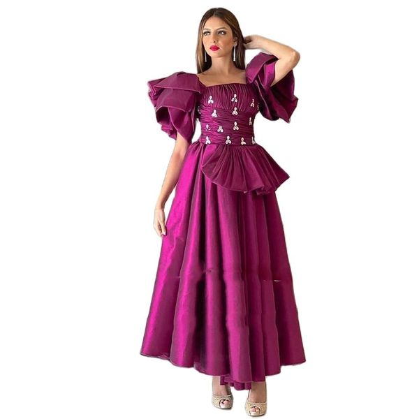 graceful prom dresses off the shoulder puffy sleeves boat neck slit evening party gowns custom made robe de soiree, Black
graceful prom dresses off the shoulder puffy sleeves boat neck slit evening party gowns custom made robe de soiree, Black