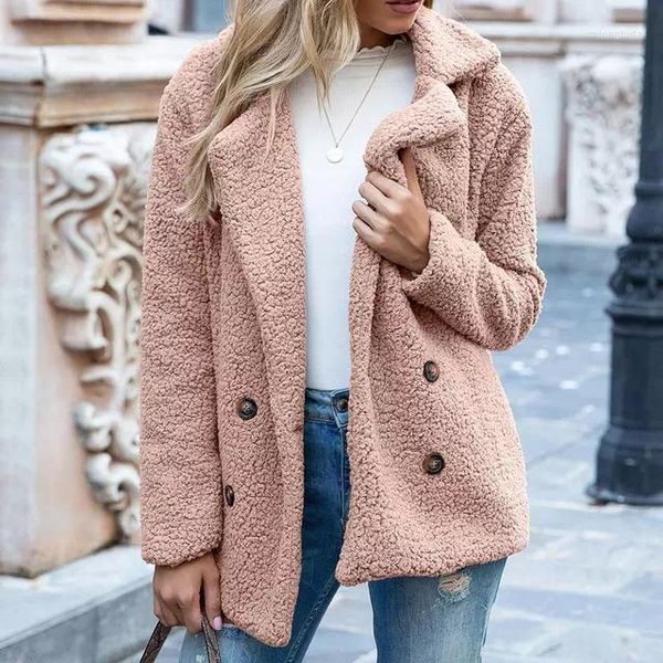 women's fur 2023 solid color women winter spring loose warm coat teddy fleece button jacket female casual veste femme, Black
women's fur 2023 solid color women winter spring loose warm coat teddy fleece button jacket female casual veste femme, Black