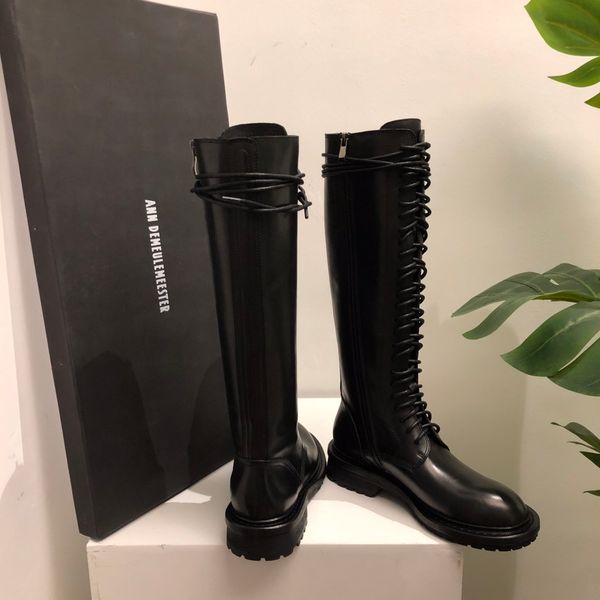 woman ann fashion show catwalk boots demeulemeester knee high boots black genuine leather lace-up side zip luxury shoes
woman ann fashion show catwalk boots demeulemeester knee high boots black genuine leather lace-up side zip luxury shoes