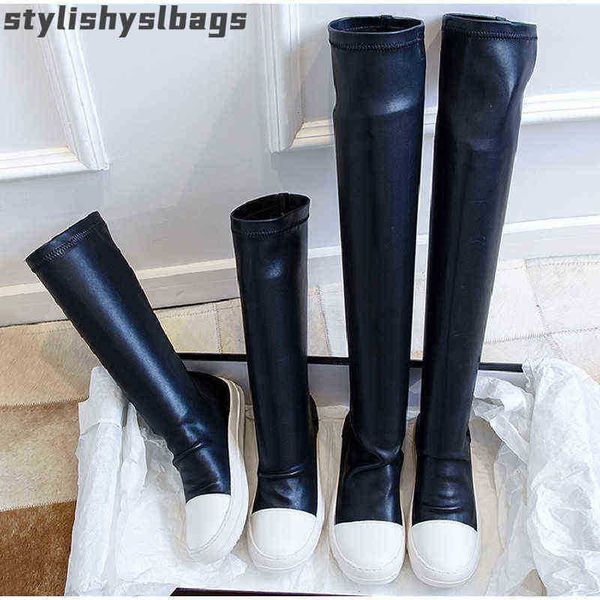 boots women knee high long stretch boots round toe fashion pleated leather black white stitching color velvet non-slip ladies shoes 010623h
boots women knee high long stretch boots round toe fashion pleated leather black white stitching color velvet non-slip ladies shoes 010623h