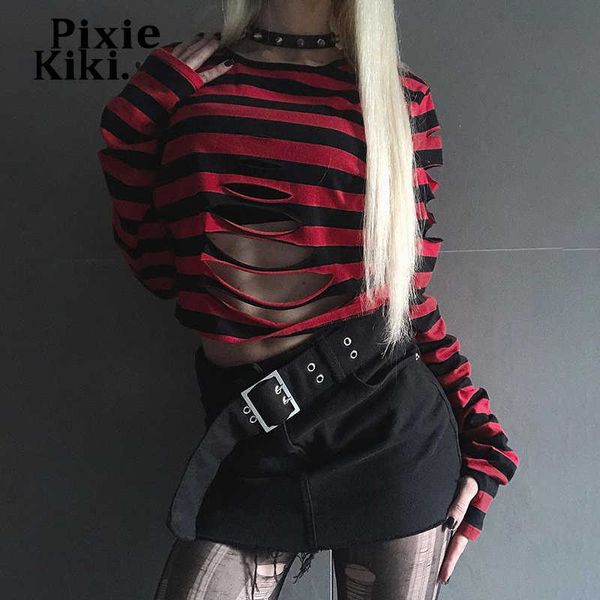 women's t-shirt pixiekiki gothic punk striped t shirt women street clothes cut out long sleeve crop dark academia p80-be14 t230104, White
women's t-shirt pixiekiki gothic punk striped t shirt women street clothes cut out long sleeve crop dark academia p80-be14 t230104, White