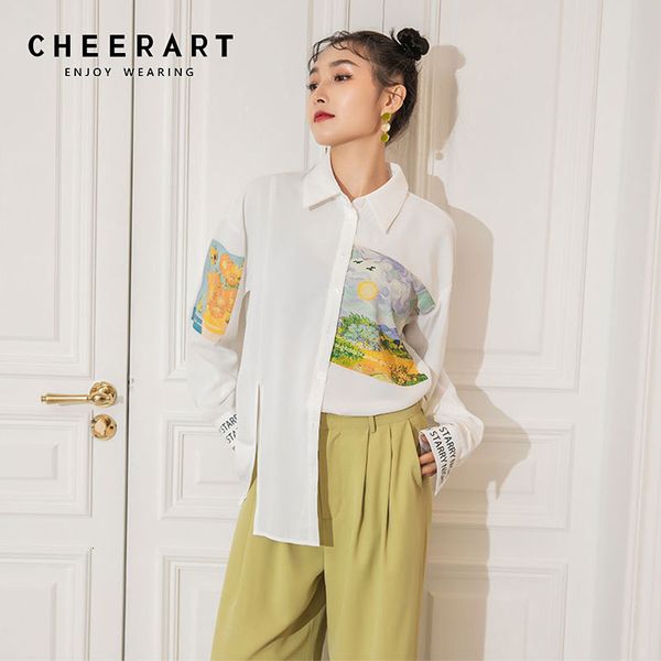 women s blouses shirts cheerart autumn oil painting long sleeve blouse white button up collar oversized shirt designer fashion 230104
women s blouses shirts cheerart autumn oil painting long sleeve blouse white button up collar oversized shirt designer fashion 230104