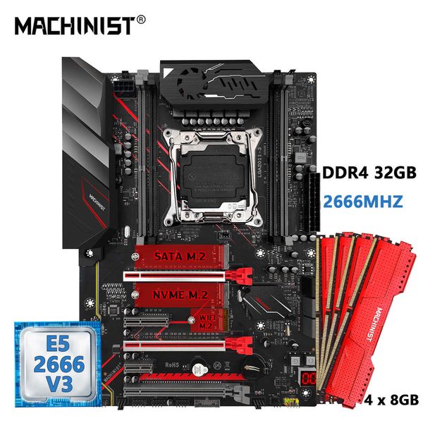 Image of MACHINIST E5 MR9A PRO MAX Motherboard Combo Set Kit with Xeon E5 2666 V3 LGA 2011-3 CPU and DDR4 32GB RAM Memory ATX