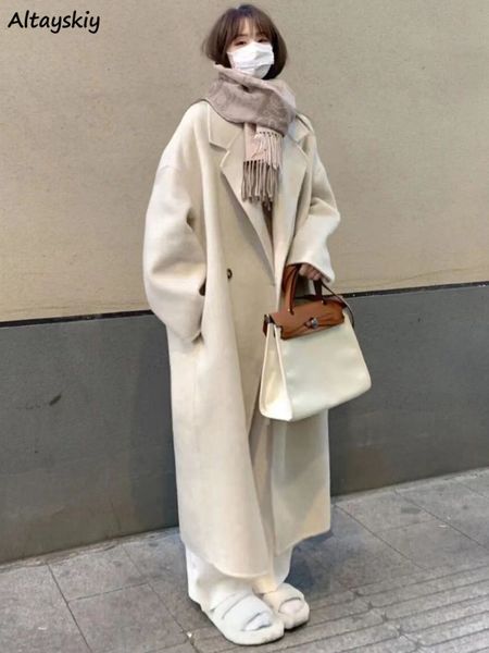 women's wool blends long women solid double breasted thick winter coats minimalist loose allmatch korean style females temperament warm, Black
women's wool blends long women solid double breasted thick winter coats minimalist loose allmatch korean style females temperament warm, Black