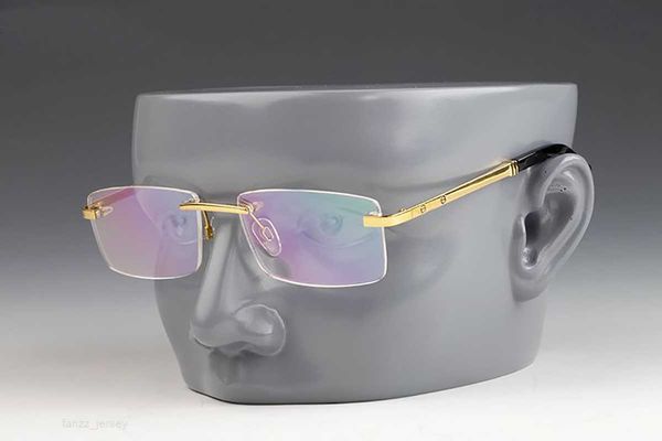 

fashion luxury optical glasses frames 3138835 square titanium gold frameless frame spring legs transparent lens bridge number good, Black