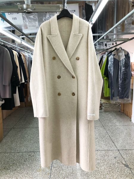 women's wool blends vintage double breasted sided 100wool coat women long korean fashion solid elegant winter jacket 230105, Black
women's wool blends vintage double breasted sided 100wool coat women long korean fashion solid elegant winter jacket 230105, Black