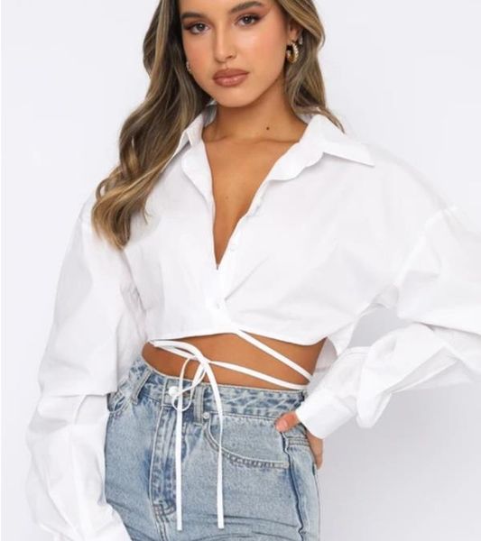 women's blouses & shirts spring wrap tie-up casual ladies solid lapel long sleeve blouse women elegant slim office commuter pullov, White
women's blouses & shirts spring wrap tie-up casual ladies solid lapel long sleeve blouse women elegant slim office commuter pullov, White