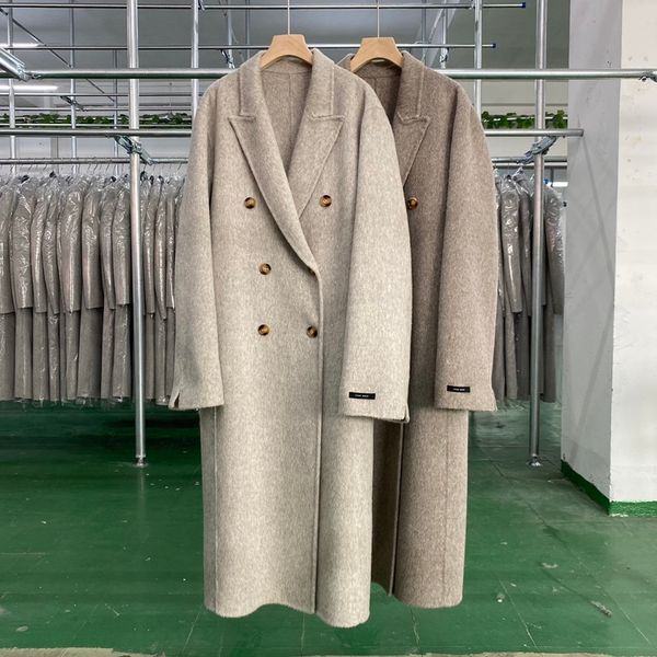 women's wool blends korean fashion double breasted sided handmade coat loose thick long jacket for women autumn winter 230105, Black
women's wool blends korean fashion double breasted sided handmade coat loose thick long jacket for women autumn winter 230105, Black