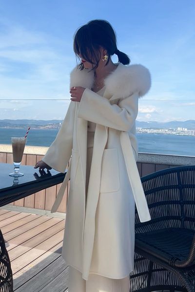 women's wool blends cashmere coat women's midlength autumn and winter style fur collar slim fit warm wool 230105, Black
women's wool blends cashmere coat women's midlength autumn and winter style fur collar slim fit warm wool 230105, Black