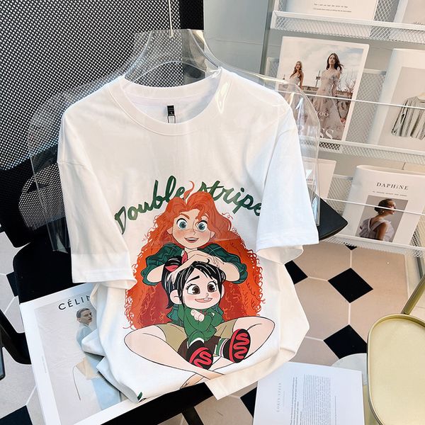 women's t-shirt white cartoon print short sleeve women's summer loose mid-length casual all-match mid-sleeve top
women's t-shirt white cartoon print short sleeve women's summer loose mid-length casual all-match mid-sleeve top