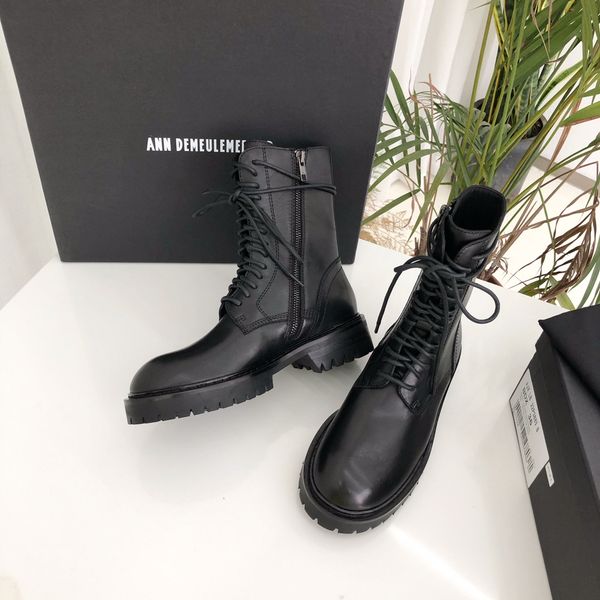 women shoes ann boots demeulemeester alec combat boots black genuine leather lace-up