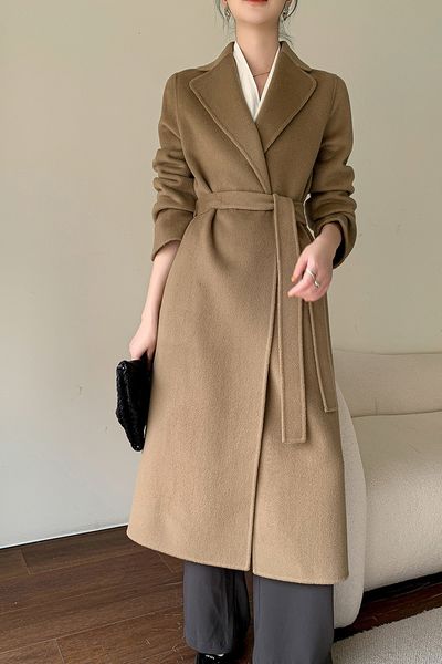 women's wool blends highend doublesided cashmere coat women's long simple temperament autumn winter pure wool 230105, Black
women's wool blends highend doublesided cashmere coat women's long simple temperament autumn winter pure wool 230105, Black