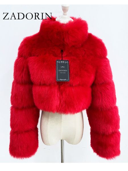 women's leather faux zadorin fashion cropped fur coat warm stand collar slim fluffy jacket winter coats streetwear 230105, Black
women's leather faux zadorin fashion cropped fur coat warm stand collar slim fluffy jacket winter coats streetwear 230105, Black