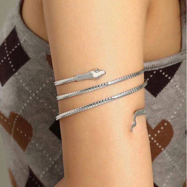 bangle retro body bracelet hollow adjustable arm chain ring band 230104, Black
