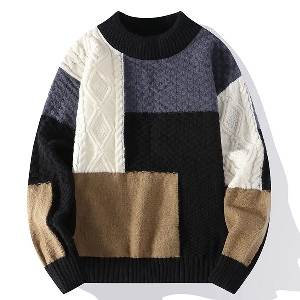 men's sweaters 2023 autumn winter sweater men fashion patchwork knitted pullovers mens o neck casual male streetwear pullover 230105, White;black
men's sweaters 2023 autumn winter sweater men fashion patchwork knitted pullovers mens o neck casual male streetwear pullover 230105, White;black