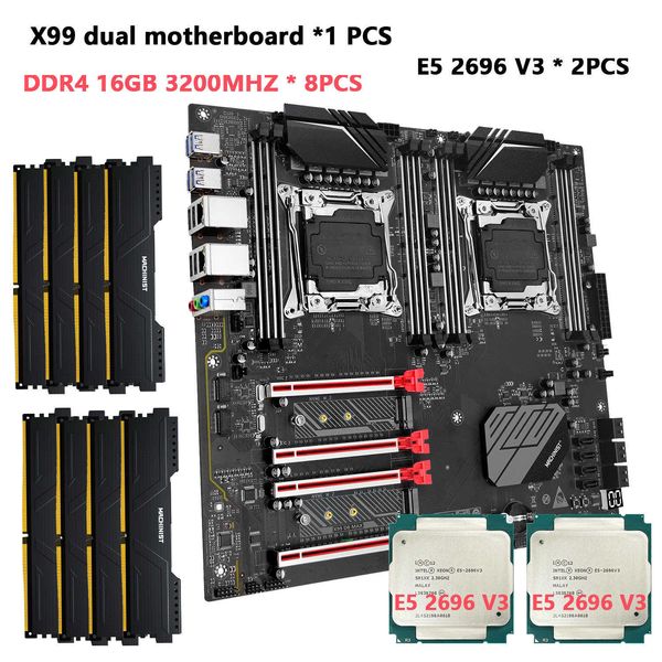 Image of MACHINIST X99 Dual CPU Motherboard Set Kit LGA 2011-3 Xeon E5 2696 V3 CPU x 2pcs and DDR4 128GB 3200MHZ RAM X99 D8 MAX