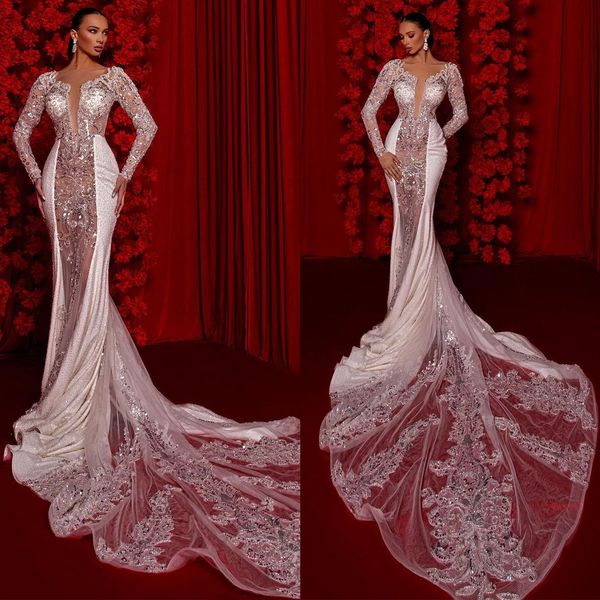 deep v neck mermaid wedding dresses illusion full sleeve bridal gown custom made ruffles sequined beading vestido de novia, White
deep v neck mermaid wedding dresses illusion full sleeve bridal gown custom made ruffles sequined beading vestido de novia, White