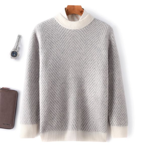 men's sweaters 100 pure wool cashmere sweater men's round neck colorblock autumn and winter large size fashion knitted 230105, White;black
men's sweaters 100 pure wool cashmere sweater men's round neck colorblock autumn and winter large size fashion knitted 230105, White;black