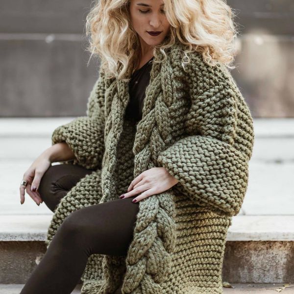 women's knits tees hand woven split wild tassels hook twist sweater coat crocheted cardigan autumn and winter thick long lantern sleeve, White
women's knits tees hand woven split wild tassels hook twist sweater coat crocheted cardigan autumn and winter thick long lantern sleeve, White