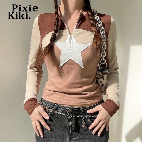women's t-shirt pixiekiki star colorblock zipper long sleeve street style y2k clothes for women casual graphic t shirts khaki p67-dz20, White
women's t-shirt pixiekiki star colorblock zipper long sleeve street style y2k clothes for women casual graphic t shirts khaki p67-dz20, White
