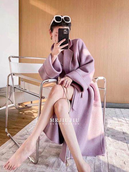 women's wool blends autumn and winter mulberry silk double faced cashmere coat women's medium long wool 230105, Black
women's wool blends autumn and winter mulberry silk double faced cashmere coat women's medium long wool 230105, Black