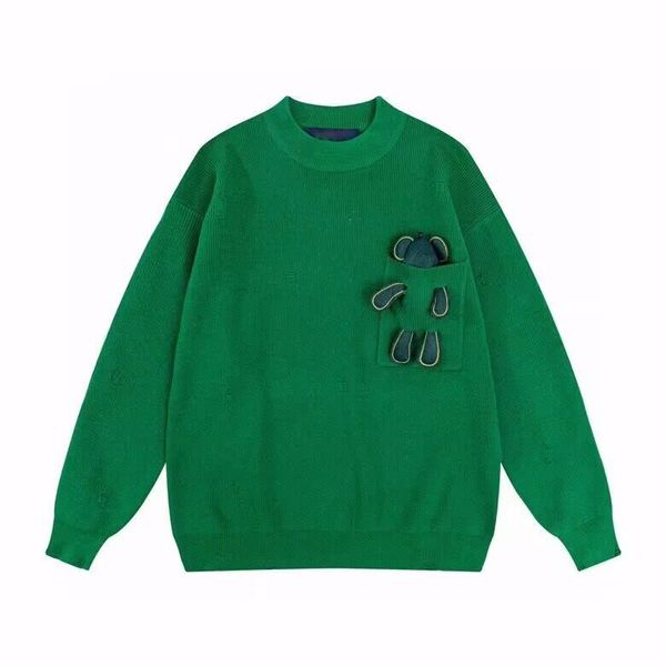2022 men chest pocket bear sweater knitted lazy style loose fashion jumper luxury crewneck color green, White;black
2022 men chest pocket bear sweater knitted lazy style loose fashion jumper luxury crewneck color green, White;black
