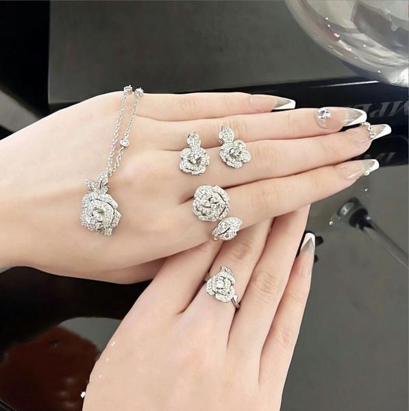 fashion luxury fine jewelry rose necklace earrings brand designer plated 18k gold type zircon necklace ring retro, Silver
fashion luxury fine jewelry rose necklace earrings brand designer plated 18k gold type zircon necklace ring retro, Silver