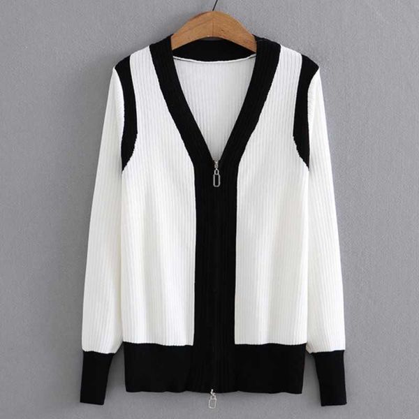 women's sweaters knits tees 4xl plus size sweater women clothing slim fit high strecth jumper patchwork black and white v-neck zipper k, White;black
women's sweaters knits tees 4xl plus size sweater women clothing slim fit high strecth jumper patchwork black and white v-neck zipper k, White;black