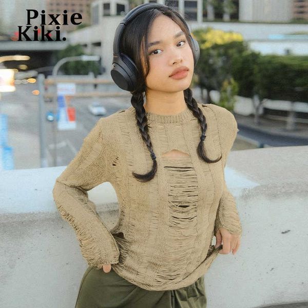 women's t-shirt pixiekiki trashy y2k cutout long sleeve tees green knitted hollow out t shirts for women sweater streetwear p70-cg14 t, White
women's t-shirt pixiekiki trashy y2k cutout long sleeve tees green knitted hollow out t shirts for women sweater streetwear p70-cg14 t, White