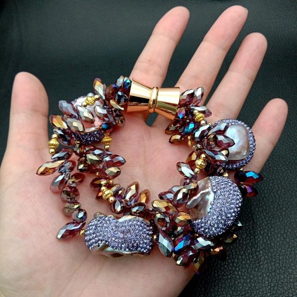 other bracelets 8" 3 strands purple keshi freshwater pearl faceted teardrop drilled crystal bracelet 230104, Golden;silver
other bracelets 8" 3 strands purple keshi freshwater pearl faceted teardrop drilled crystal bracelet 230104, Golden;silver