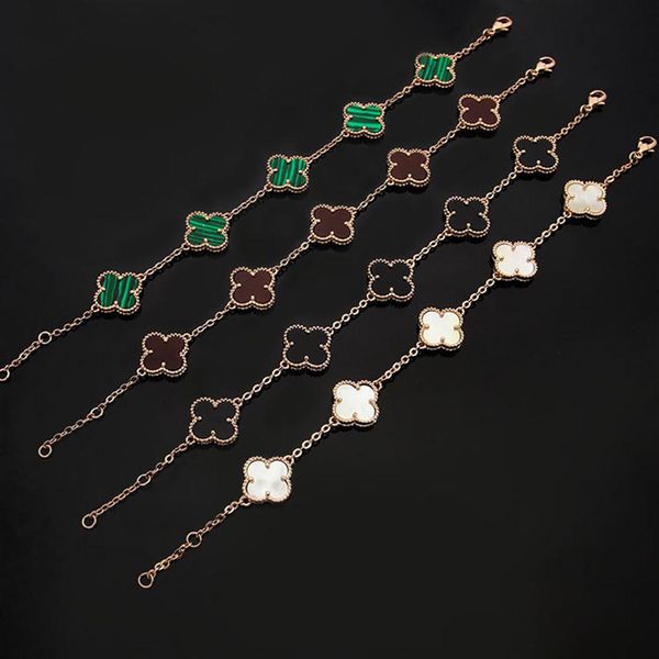 luxury designer link chain bracelet four-leaf clover shell five flower bracelets womens fashion 18k gold titanium steel bracelets jewel290p, Golden;silver
luxury designer link chain bracelet four-leaf clover shell five flower bracelets womens fashion 18k gold titanium steel bracelets jewel290p, Golden;silver
