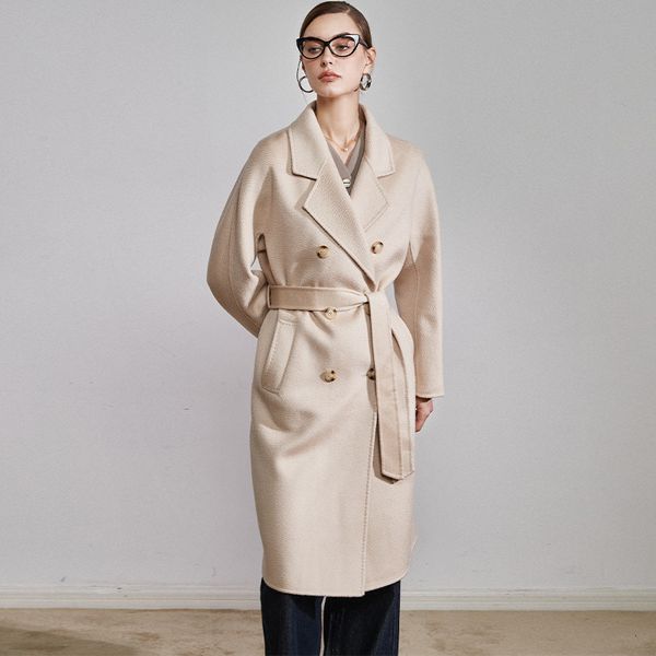 women's wool blends lmm fw office lady style womens long cashmere coats 230105, Black
women's wool blends lmm fw office lady style womens long cashmere coats 230105, Black