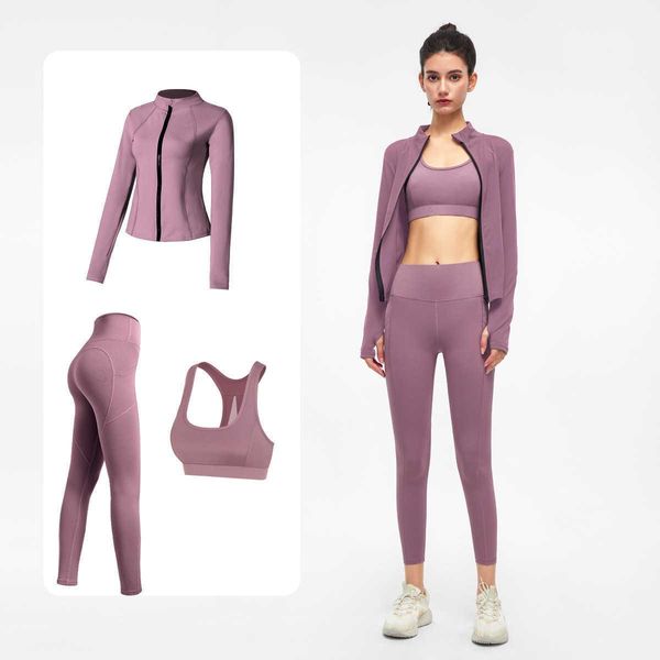 women's tracksuits sports yoga suit bra legging jacket three piece sets high waist running fitness beautiful back underwear coat tight, Black
women's tracksuits sports yoga suit bra legging jacket three piece sets high waist running fitness beautiful back underwear coat tight, Black