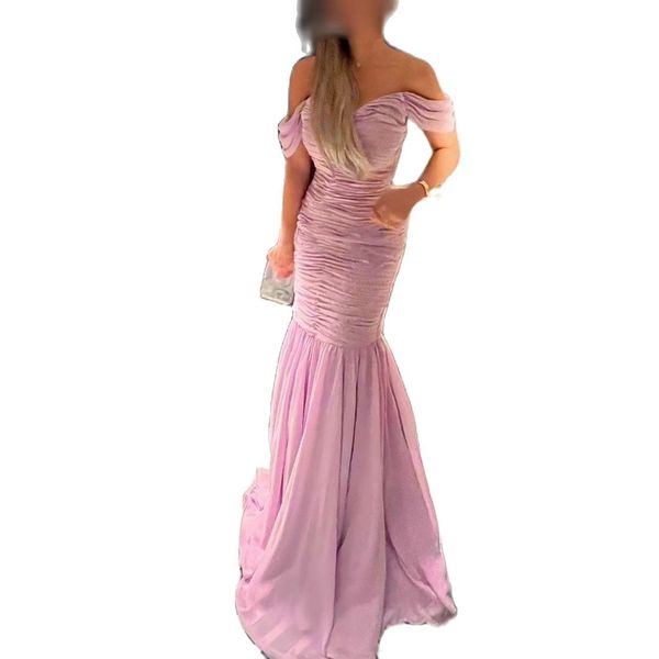 vintage long chiffon pleated evening dresses mermaid lilac off shoulder sweep train formal party gowns for women, Black;red
vintage long chiffon pleated evening dresses mermaid lilac off shoulder sweep train formal party gowns for women, Black;red