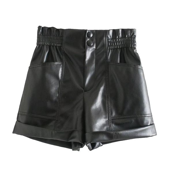 women's shorts zach aiisa women's fashion retro black elastic high waist casual pocket faux leather texture shorts 230105, White;black
women's shorts zach aiisa women's fashion retro black elastic high waist casual pocket faux leather texture shorts 230105, White;black