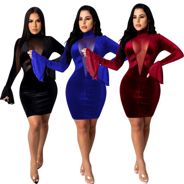 fall winter velvet dress women flare sleeve mesh patchwork dress see through turtleneck bodycon mini dresses nightclub party wear fashion st, Black;gray
fall winter velvet dress women flare sleeve mesh patchwork dress see through turtleneck bodycon mini dresses nightclub party wear fashion st, Black;gray