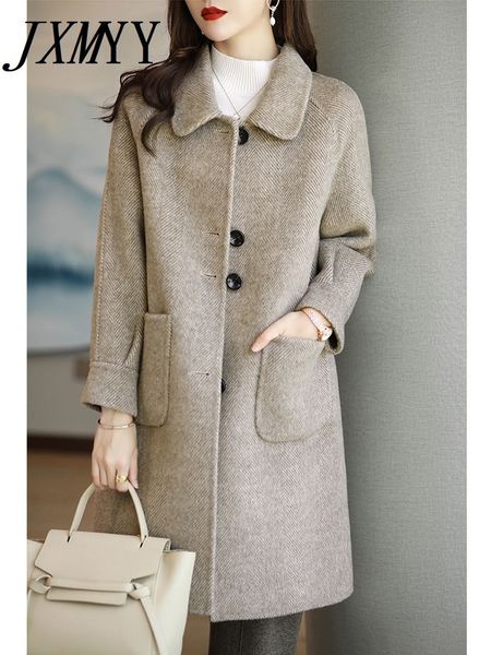 women's wool blends jxmyy autumn and winter fashion elegant temperament long woolen coat highend slim ladies 230105, Black
women's wool blends jxmyy autumn and winter fashion elegant temperament long woolen coat highend slim ladies 230105, Black