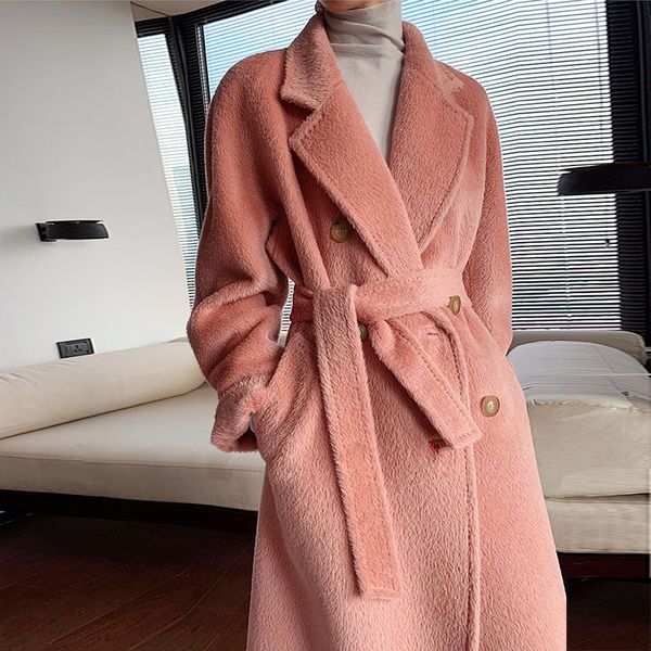 women's wool blends highend 100 alpaca coat women camel midlength jacket female winter thick white laceup warm double breasted suit col, Black
women's wool blends highend 100 alpaca coat women camel midlength jacket female winter thick white laceup warm double breasted suit col, Black