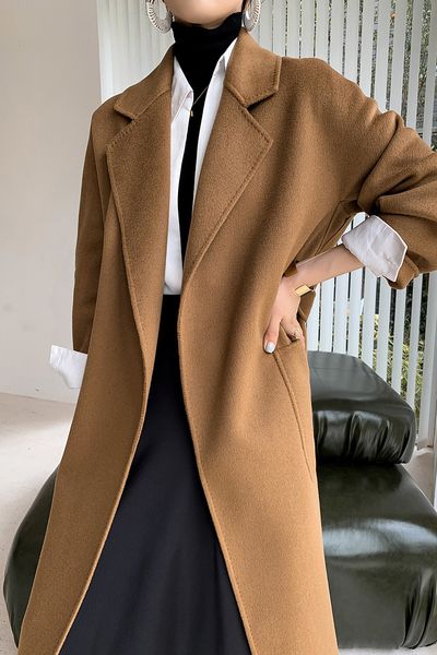 women's wool blends autumn winter cashmere coat in the long wool female m 230105, Black
women's wool blends autumn winter cashmere coat in the long wool female m 230105, Black