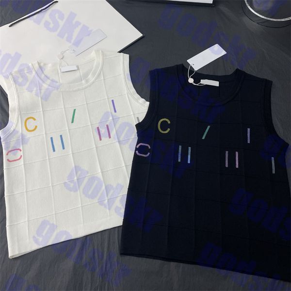 colorful letter tank checkered pattern cute style sweater soft knitted vests two colors, White
colorful letter tank checkered pattern cute style sweater soft knitted vests two colors, White