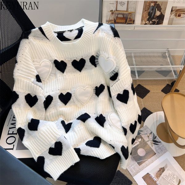 men's sweaters white love heart jacquard women pullovers ruffles hollow loose knit jumpers long sleeve diamonds oversized sweater 23010, White;black
men's sweaters white love heart jacquard women pullovers ruffles hollow loose knit jumpers long sleeve diamonds oversized sweater 23010, White;black