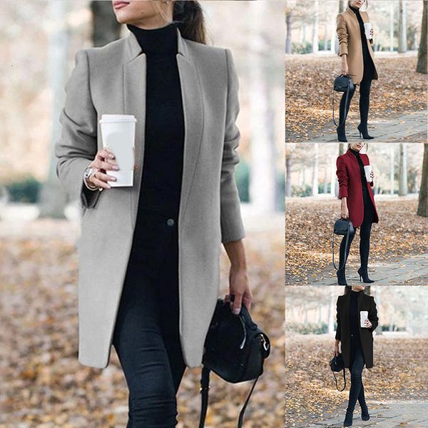 women's wool blend blazers office suit cardigan coat autumn winter fashion solid color stand collar 230105, Black
women's wool blend blazers office suit cardigan coat autumn winter fashion solid color stand collar 230105, Black