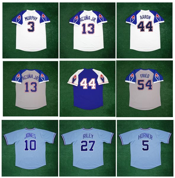 1970's 1974 1978 1982 throwback hank aaron baseball jersey braves ozzie albies dale murphy ronald acuna jr chipper jones swanson austin, Blue;black
1970's 1974 1978 1982 throwback hank aaron baseball jersey braves ozzie albies dale murphy ronald acuna jr chipper jones swanson austin, Blue;black