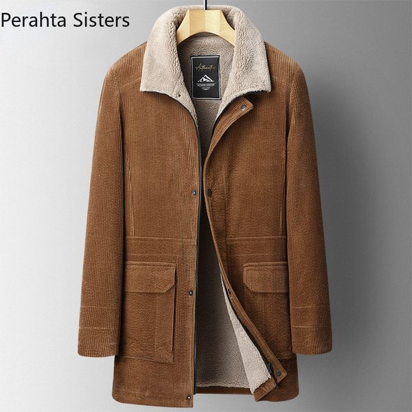 men's wool blends mens corduroy overcoat jacket men trend thick warm plus fleece long coat casual formal business winter coats 230105, Black
men's wool blends mens corduroy overcoat jacket men trend thick warm plus fleece long coat casual formal business winter coats 230105, Black