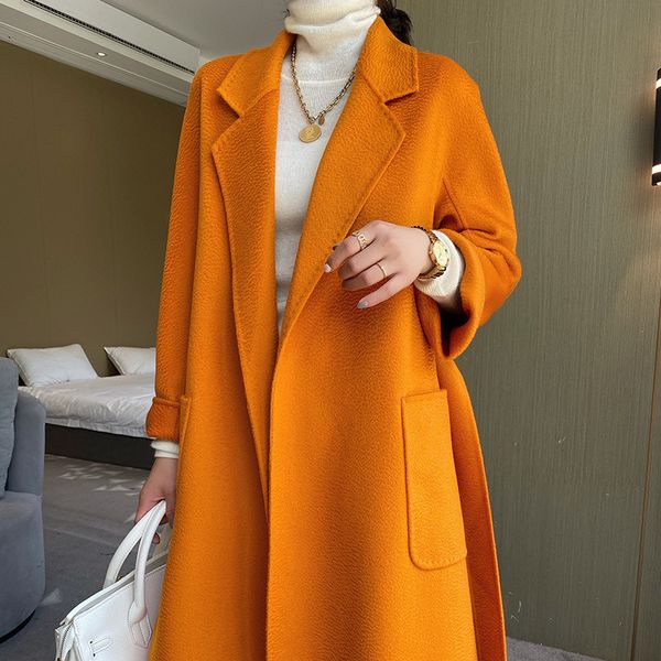 women's wool blends autumn coat women winter midlength loose beige female water ripple camel fashion casual laceup bathrobe 230105, Black
women's wool blends autumn coat women winter midlength loose beige female water ripple camel fashion casual laceup bathrobe 230105, Black