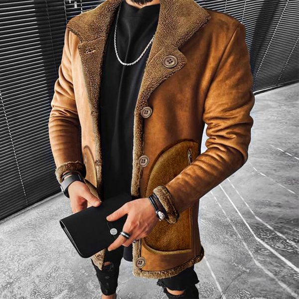men's jackets autumn winter fashion long sleeve turndown coat casual solid single breasted pocket jacket retro loose plush coats 230105, Black;brown
men's jackets autumn winter fashion long sleeve turndown coat casual solid single breasted pocket jacket retro loose plush coats 230105, Black;brown