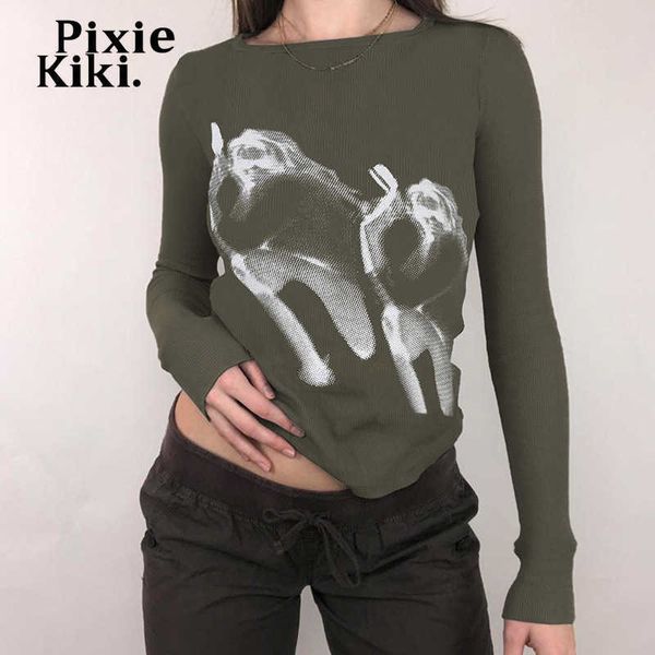 women's t-shirt pixiekiki abstract print long sleeve crop cybercore y2k clothes women ribbed graphic t shirts 90s vintage streetwear p6, White
women's t-shirt pixiekiki abstract print long sleeve crop cybercore y2k clothes women ribbed graphic t shirts 90s vintage streetwear p6, White